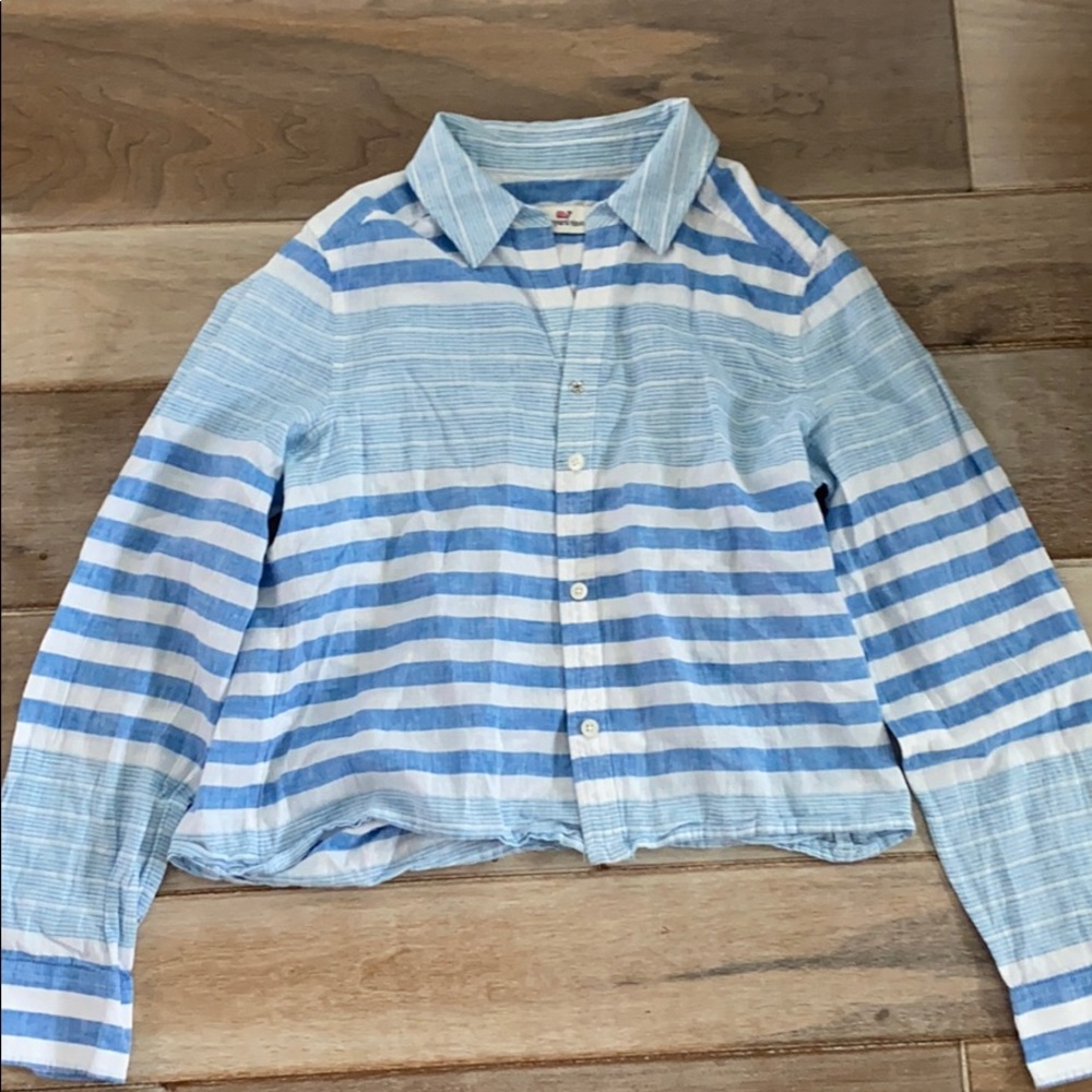 button up top altered to fit like a crop top